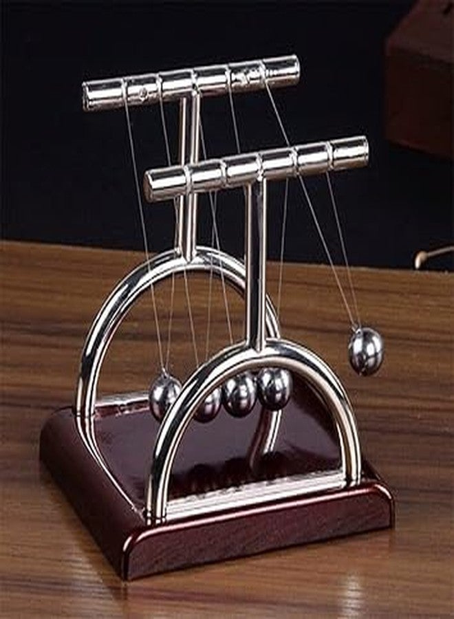 BROOKITCHEN Newton Cradle Pendulum-Metal Perpetual Motion Toy & Swing Balance Collision Ball Decoration Figurine with Polished Plastic Base & Nylon Strings for Office Classic Desk Toy - Image 2
